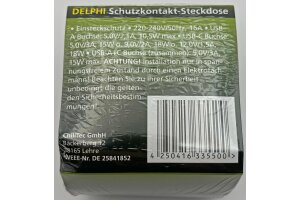 DELPHI Schutzkontakt-Steckdose silber 230V~/ 16A Unterputz USB-C / PD