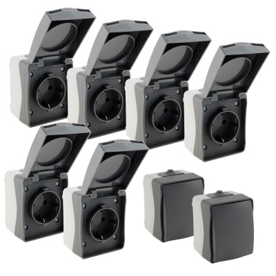 NUQUI Feuchtraum Starter-Kit 8-teilig, IP54 Aufputz 250V~/ 16A