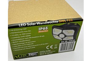 LED Solar Wandleuchte SWL 722 PIR Bewegungsmelder 72 LEDs IP65