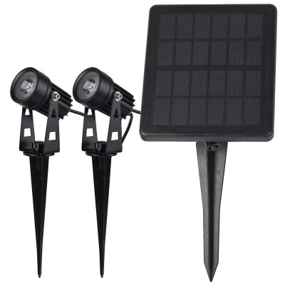 Gartenstrahler Set Solar mit 2 Spots Solarzelle Erdspieß 3000k IP65