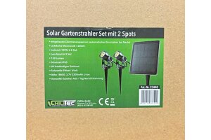Gartenstrahler Set Solar mit 2 Spots Solarzelle Erdspieß 3000k IP65