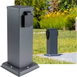 Steckdosensäule 2-fach IP44 Anthrazit 250V~/ 16A...