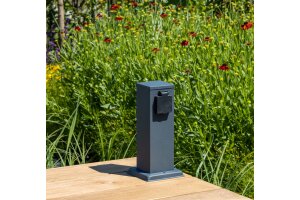 Steckdosensäule 2-fach IP44 Anthrazit 250V~/ 16A 13x13x27cm