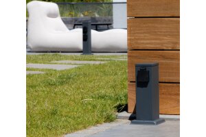 Steckdosensäule 2-fach IP44 Anthrazit 250V~/ 16A 13x13x27cm