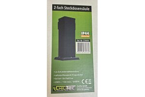 Steckdosensäule 2-fach IP44 Anthrazit 250V~/ 16A 13x13x27cm