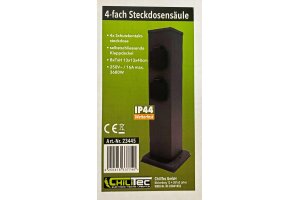 Steckdosensäule 4-fach IP44 Anthrazit 250V~/ 16A 13x13x40cm