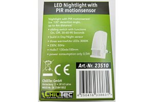 LED Nachtlicht mit Bewegungsmelder 230V Licht Warmweiß On/Off/Auto