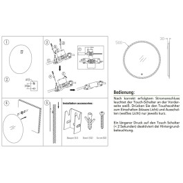 LED Spiegel Espelho R50 Ø50cm 230V 19W 1400lm...