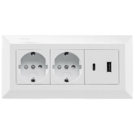 2-fach Steckdosenblock USB-A+C weiß 250V~/ 16A...