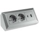 2-fach Steckdosenblock USB-A+C silber 250V~/ 16A Aufbaumontage USB 3,1A PD