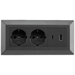 2-fach Steckdosenblock USB-A+C anthraz 250V~/ 16A...