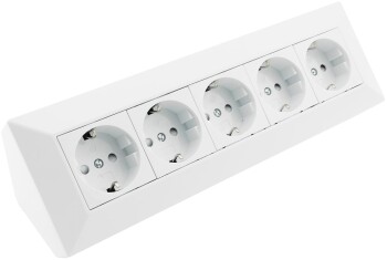 5-fach Steckdosenblock weiß 250V~/ 16A Aufbaumontage