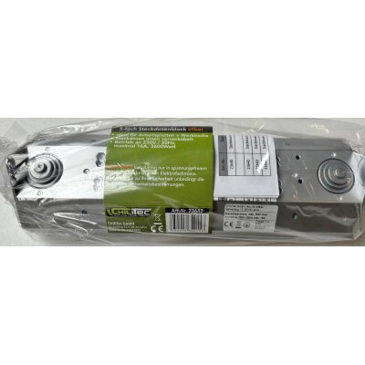 5-fach Steckdosenblock silber 250V~/ 16A Aufbaumontage