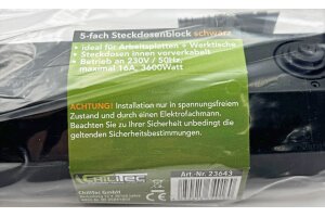 5-fach Steckdosenblock schwarz 250V~/ 16A Aufbaumontage