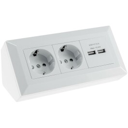 2-fach Steckdosenblock + 2x USB weiß 250V~/ 16A...