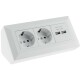 2-fach Steckdosenblock + 2x USB weiß ma 250V~/ 16A Aufbaumontage USB 3,1A