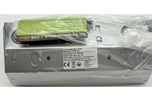 2-fach Steckdosenblock + 2x USB silber 250V~/ 16A Aufbaumontage USB 3,1A