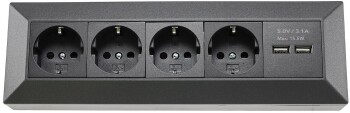 4-fach Steckdosenblock+2x USB anthrazit 250V~/ 16A...