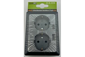 MILOS Schutzkontakt-Steckdose 2-fach 250V~/ 16A 1x UP USB A+C/PD anthrazit