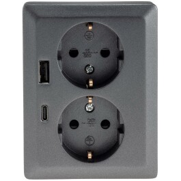 MILOS Schutzkontakt-Steckdose 2-fach 250V~/ 16A 1x UP USB...