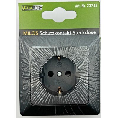 MILOS Schutzkontakt-Steckdose Anthrazit 250V~/ 16A mit Rahmen Klemmanschluss