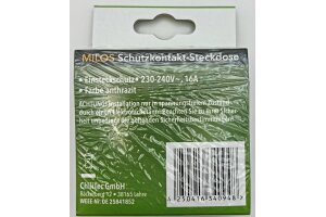 MILOS Schutzkontakt-Steckdose Anthrazit 250V~/ 16A mit Rahmen Klemmanschluss