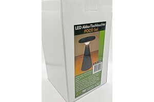 LED Solar-Tischleuchte Foco Sol 2700K IP44 dimmbar 20cm matt schwarz