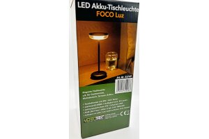 LED Akku-Tischleuchte Foco Luz 2900K IP44 dimmbar 26cm matt schwarz