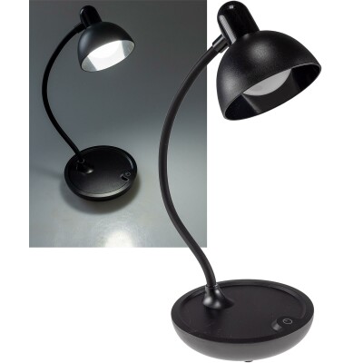 LED Tischleuchte mit Schwanenhals Batterie dimmbar warmweiß Schwarz