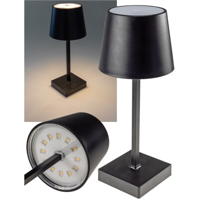 LED Tischleuchte 26cm Schwarz 3xAAA Batterie dimmbar Licht Warmweiß