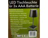LED Tischleuchte 26cm Schwarz 3xAAA Batterie dimmbar Licht Warmweiß