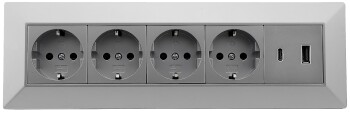 4-fach Steckdosenblock USB-A+C silber 250V~/ 16A...