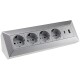 4-fach Steckdosenblock USB-A+C silber 250V~/ 16A Aufbaumontage USB 3,1A PD