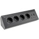 4-fach Steckdosenblock USB-A+C schwarz 250V~/ 16A Aufbaumontage USB 3,1A PD