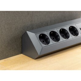 4-fach Steckdosenblock USB-A+C anthraz 250V~/ 16A Aufbaumontage USB 3,1A PD
