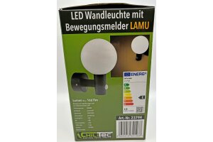 LED Wandleuchte LAMU mit PIR-Sensor IP65 15W schwarz 3000k / warmweiß