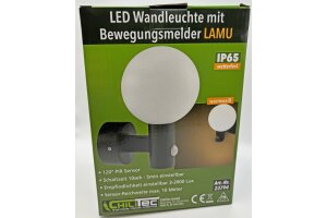 LED Wandleuchte LAMU mit PIR-Sensor IP65 15W schwarz 3000k / warmweiß