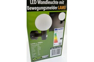 LED Wandleuchte LAMU mit PIR-Sensor IP65 15W schwarz 4000k / neutralweiß