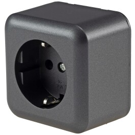 FASKO Schutzkontakt-Steckdose Anthrazit 250V~/ 16A Aufputz Schraubanschluss