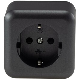 FASKO Schutzkontakt-Steckdose Anthrazit 250V~/ 16A Aufputz Schraubanschluss