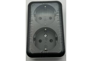 FASKO Doppel-Steckdose AP Anthrazit 250V~/ 16A Aufputz Schraubanschluss