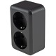 FASKO Doppel-Steckdose AP Anthrazit 250V~/ 16A Aufputz Schraubanschluss