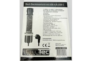 Schreibtisch-Einbausteckdose rund Mini versenkbar Edelstahl 2x Steckd,USB A+C