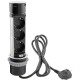 Schreibtisch-Einbausteckdose rund Mini versenkbar Edelstahl 2x Steckd,USB A+C