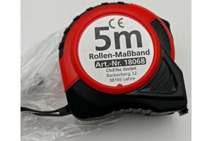 Rollen-Maßband 5m mit Aufroller und Gürtelclip