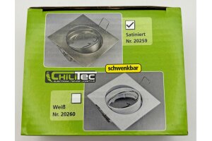Decken-Einbaustrahler SE80 chrom-matt schwenkbar 80x80mm für 50mm Lampen