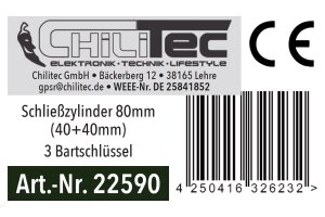 Schließzylinder 80mm (40+40mm) Profil-Zylinder 3 Bartschlüssel