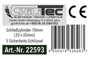 Schließzylinder 70mm (35+35mm) Profil-Zylinder 5 Sicherheits-Schlüssel