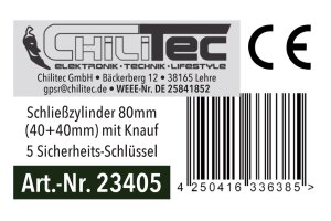 Schließzylinder 80mm (40+40mm) mit Knauf Profil-Zylinder 5 Sicherheits-Schlüssel