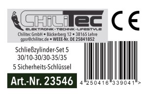 Schließzylinder-Set 5 30/10-30/30-35/35 Profil-Zylinder 5 Sicherheits-Schlüssel